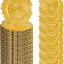 100PCS Bright Gold Charger Plates Bulk- 13in Round Plastic Chargers for Dinner Plates- Floral Reef Table Plate Chargers for Wedding, Halloween, Thanksgiving, Christmas, Party, Display