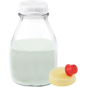 kitchentoolz 16 oz Glass Milk Bottle with Lid and Pour Spout  Small Glass Creamer Container for Refrigerator  Airtight Pint Milk Bottle for Coffee, Tea, and Liquid Storage