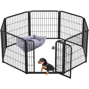 FXW Homeplus Dog Playpen for Indoor Use - Stress-Free and Safe Play, Heavy Duty 24 Inch 8 Panels Dog Pen for Puppies and Small Dogs, BlackPatented (24"H (Black))