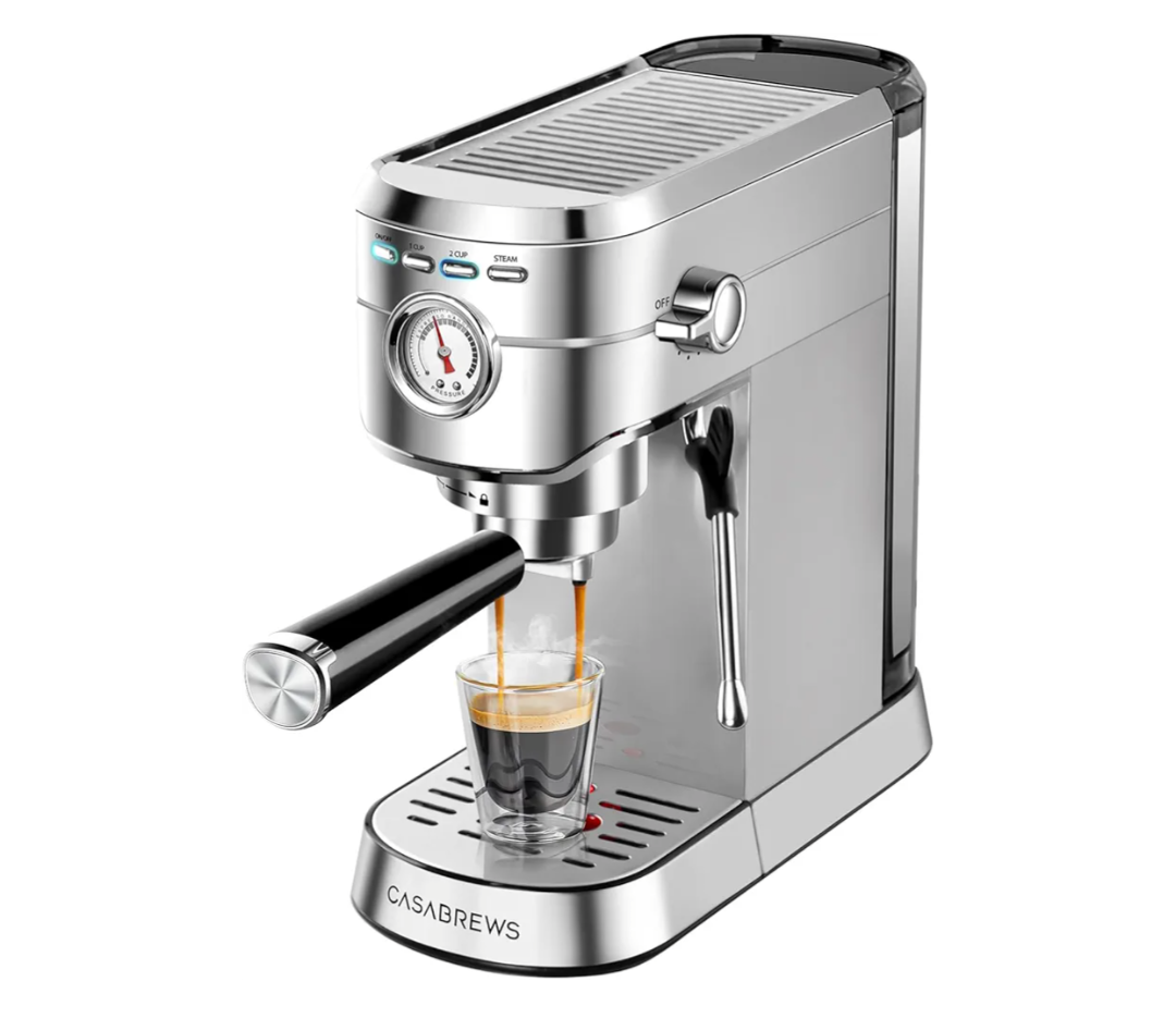 CASABREWS CM5418 Espresso Machine 20 Bar, Compact Espresso Maker with Steam Milk Frother, Stainless Steel Coffee Machine with 34oz Removable Water Tank for Cappuccino, Gift for Women or Men, Silver