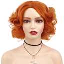 GNIMEGIL Short Orange Wig Layered Wavy Curly Wigs for Women Cosplay Carnival Party Synthetic Hair Halloween Costume Wigs