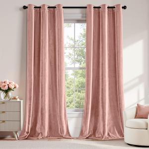 ANRODUO Light Pink Velvet Curtains 96 Inches Long for Bedroom 2 Panels | Luxury Room Darkening Curtains for Living Room Privacy, Thermal Insulated Soundproof, Grommet Design, W42xL96
