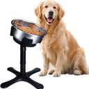 Elevated Dog Bowls Slow Feeder, 3 Adjustable Stand Heights and Width, Non-Slip Foot Mats, Tilting Raised Dog Bowls for Small, Medium and Large Dogs Breed (1 Pack), Black