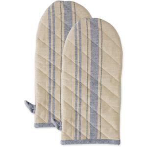 DII French Stripe, Kitchen Collection, Oven Mitts, Nautical Blue, 2 Count