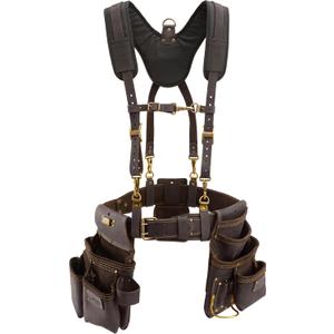 OX Carpenter Tool Belt + Suspenders - Leather Tool Pouch Rig - Size XL