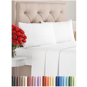 Queen Size 4 Piece Sheet Set - Comfy Breathable & Cooling Bed Sheets Set - Hotel Luxury Bedding for Women, Men, Kids & Teens - Deep Pockets, Easy Secure Fit, Soft and Wrinkle Free - Oeko-Tex - White