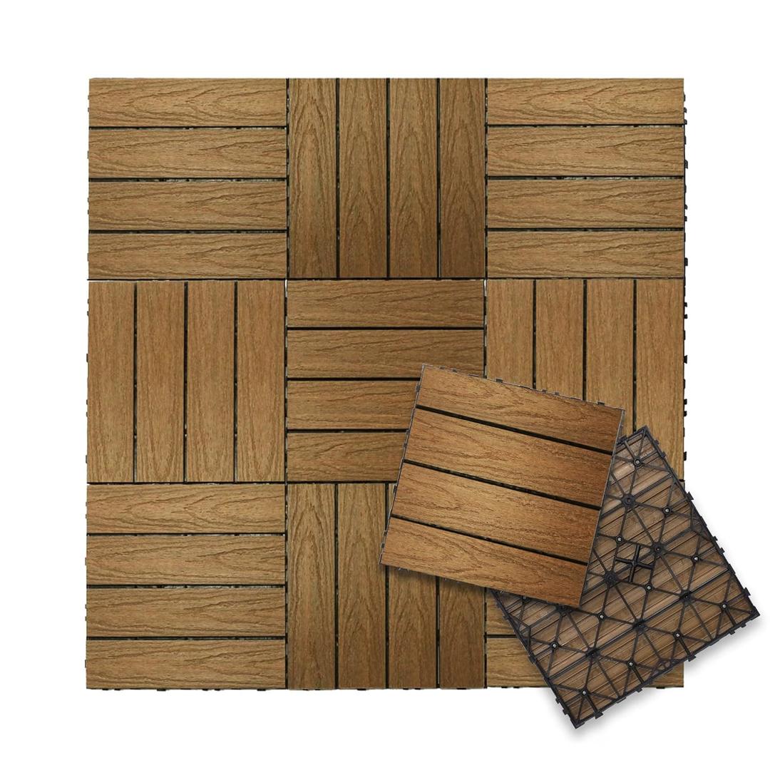 NewTechWood Ultrashield Naturale Outdoor Composite Quick Deck Tile (10 Case), 1' x 1' (Peruvian Teak)