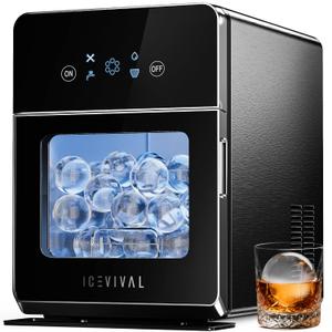 2" Clear Ice Ball Maker with ClearCore Technology, 150 pcs/Day, 4 pcs in 38 Mins, Sphere Ice Maker with Enhanced Insulation, Self-Cleaning, Automatic Water Supply for Whiskey & Bourbon