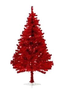Red Christmas Tree, 6ft Artificial Tinsel Christmas Tree for Home Decorations，550 Branch Tips Premium Hinged Holiday Xmas Tree for Halloween Decor