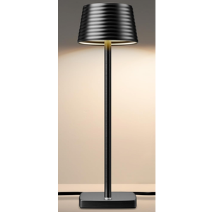 YHT LED Corded Table Lamp Modern 1 Color Brightness Dimmable Plug in Desk Lamp Industrial Aluminum Nightstand Table Light for Reading/Living/Bedroom/Home/Office/Beside(Black, 1 P)