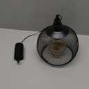 JHY DESIGN Hanging Lamp Black Battery Powered Decorative Pendant Lamp Metal Cage Battery Lamp with 6 Hours Timer for Bar Bedroom Garden Parties Patio Indoor Outdoor Living Room(Round) (8.5 inches, Round)