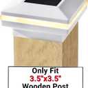 Dynaming 12 Pack Solar Post Lights, Outdoor Solar Powered Decorative Post Cap Light, White Shell & Warm White LED Lighting for Fence Deck Patio, Only Fit 3.5"x3.5" Wooden Posts