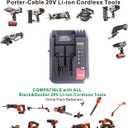 PCC692L 20V MAX Lithium Battery Charger Compatible with Porter-Cable Battery PCC685L PCC680L PCC681L PCC682L Black Decker LCS1620 20V Lithium Battery LBXR20 LBX4020
