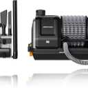 Giraffe Tools Grandstorm Retractable Vacuum Cleaner Wall-Mounted, Shop Wet Dry Vacuum Cleaner with 6 Nozzles for Car Detailing Remote Control Garage Vacuum, Grey (30FT Hose + No Extension)