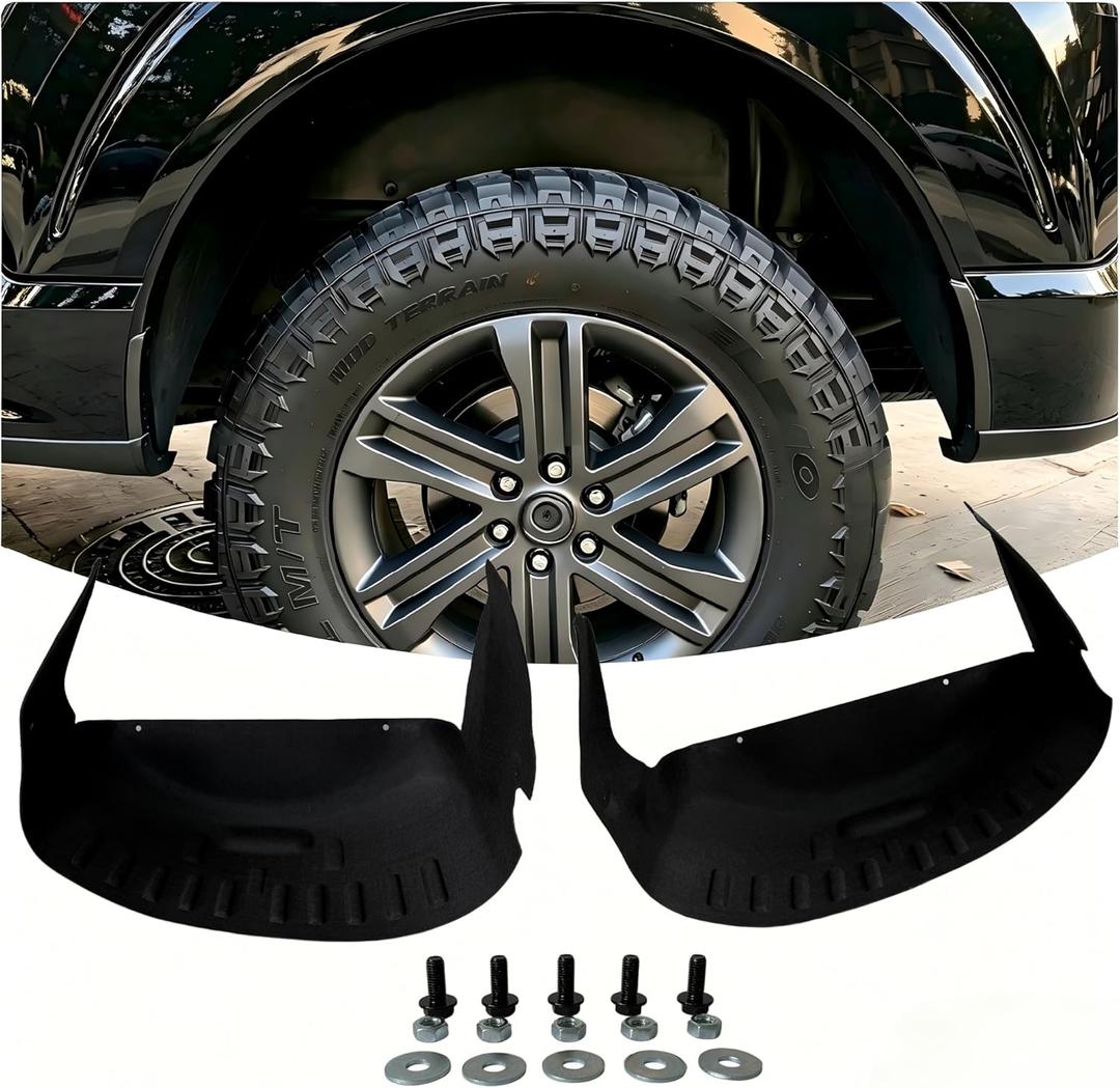 Rear Wheel Well Liners for 2021-2026 Ford F150 Accessories, Tire Inner Fender Liners, Heavy-Duty No Drilling Wheel Well Guards for 2026 Ford F-150 Accessories (2PCS, Not for Raptor/Raptor R)