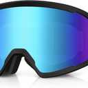 Ski/Snowboard Goggles for Men Women, OTG Snow Goggles Anti Fog 100% UV Protection Snowboarding Goggles (A03-black/Revo Blue)