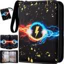 Jravkfi 9 Pocket Trading Card Binder,900 Pockets Trading Card Collection Book with Sleevese,3-ring Zipper Sports Card Album with 50 Removable Double-Sided Card Holder (Black) (2-13.2*10.8*2in)