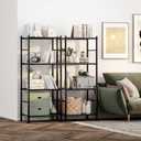 2-Pack 4-Tier Metal Storage Shelves, 18.4"x12.6"44.1", Black, 18.1W x 12.3D x 44.1H
