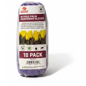 RED STEER GLOVE COMPANY, NITRILE PALM GARDENING GLOVES,PACK OF 10, (White/Purple, M)
