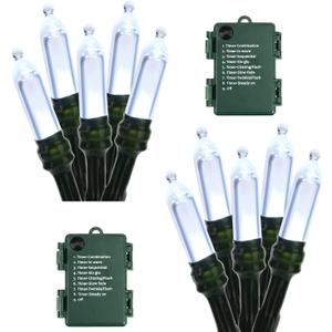 BrizLabs White Christmas Lights, 2 Pack 17.94ft 50 LED Battery Christmas String Lights with Timer, 8 Modes Christmas Tree Lights Indoor Outdoor Christmas Mini Lights for Christmas Tree Wedding Home