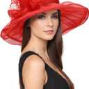 Zando 2026 Kentucky Hats Derby for Women Elegant Tea Party Hats Organza Victorian Church Wedding Fascinator Hat, One Size
