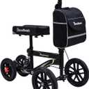 All Terrain Steerable Knee Scooter Crutch AlternativeDeluxe Medical Scooter Double Handbrake,for Adults Injured Ankle & Foot Recovery Scooter in Black