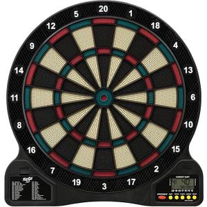 Fat Cat by GLD Products 727 Electronic Dartboard Value Size Over 15 Games and 132 Options Auto-Scoring Compact Display with Missed-Dart Throw Catch Ring Soft Tip Darts and Extra Points Battery