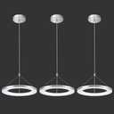 CHYING 3 Pack LED Modern Pendant Lights Kitchen Island, 11.8" 15W Cool White Ring Chandelier, Adjustable Height Silver Hanging Pendant Ceiling Light for Dining Room Bedroom Hallway Entryway, 6500K