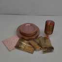 Nervure 175PCS Pink and Gold Plastic Plates - Pink Disposable Plates : 25 Dinner Plate,25 Dessert Plate, 25 Forks,25 Knives, 25 Spoons, 25 Cups,25 Napkins for Wedding & Party & Mother's Day