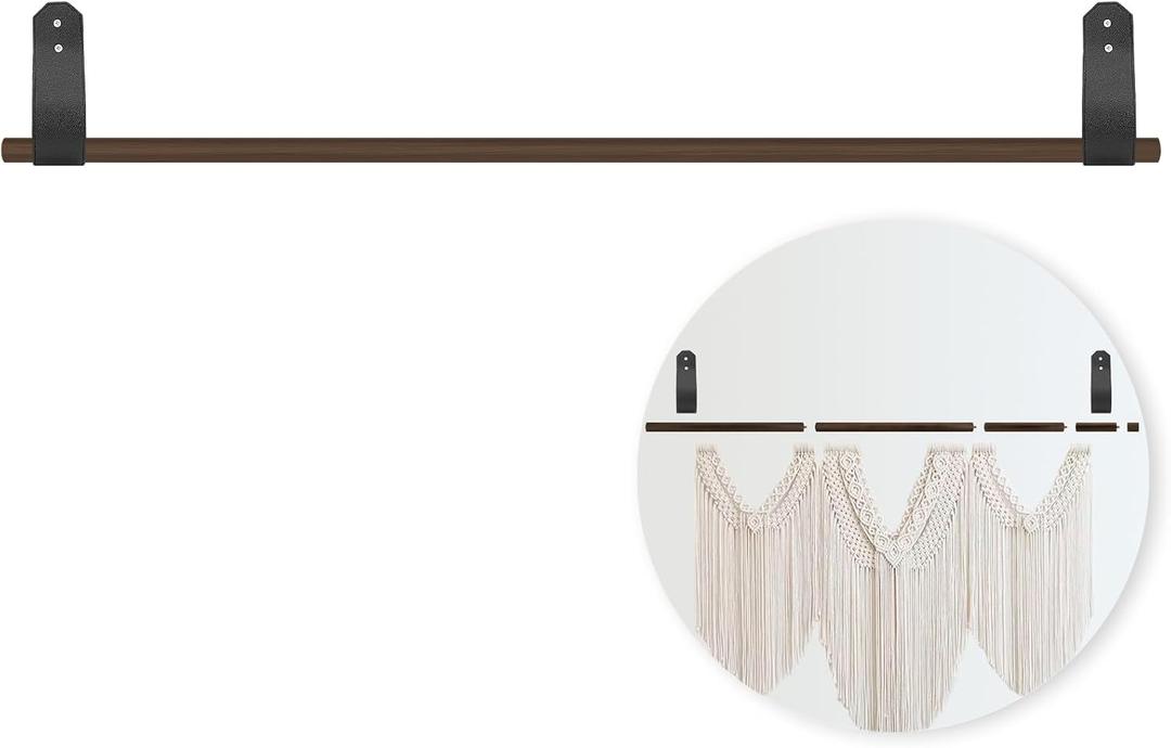 Wooden Tapestry Hanger Telescopic Rod Adjustable Aesthetic Wall Hanging Rod Rustic Solid Wood Rug Hanger for Tapestries Blankets Curtains Dream Catcher and Wall Decoration (9-44.5 Inch) (1 Pcs)