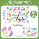50 Pack Easter Placemats Disposable, White Paper Table Mats with Colorful Jelly Bunny Candy & Happy Easter Script, for Easter Party, Brunch, Church, Spring Home Decoration
