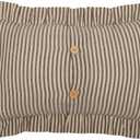 VHC Brands Sawyer Mill Throw Pillow Dark Gray and Cream Stripe Cotton Decorative Farmhouse Country Cushion with Ruffle for Sofa Couch 14x22