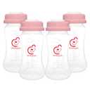 NENESUPPLY Breastmilk Storage Bottles Collection for Spectra S1 S2 Motif Luna Breast Pumps 4 pc 9oz 280ml with Collar and Sealing Disc. Replace Spectra Bottles for Pumping Wide-Mouth (Pink1)