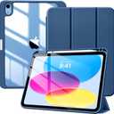 TiMOVO Case for iPad (A16) 11th Generation 11 Inch 2025, iPad 10th Generation Case 10.9 Inch 2022 with Pencil Holder,Slim Protective Cover with Clear Back Shell,Auto Wake/Sleep, Abyss Blue