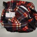 OFEEFAN Long Sleeve Dress for Women Pleated Crew Neck Casual Babydoll Sweater Dress with Pockets Fall Outfits Fashion (Large, Red Black Plaid)