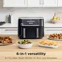 Ninja Foodi Air Fryer w/ Smart Cook Thermometer | 6-in-1 Air Fry, Roast, Bake, Dehydrate & More | DualZone Match Cook & Smart Finish, 2 Independent Baskets | XL 10 Qt, Stainless Steel | Black, DZ550