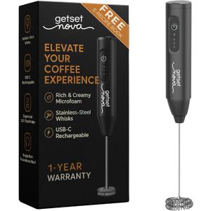 Milk Frother for Coffee, Rechargeable Electric Handheld Frother Wand with Dual Whisk, 3 Speed Settings, Fast Recharge, Powerful Motor, Handheld Mixer Electric (Black)