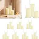 48 PCS Ivory Pillar Candles (2''X3,4,6) and Glass Cylinder Vases(2.6''X5,6,8),Hurricane Candles,Perfectly Sized for use as a Centerpiece Candle Decoration on Wedding Tables!