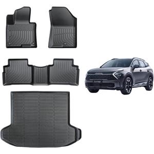Custom Fit Car Floor Mats for 2026 Kia Sportage Accessories, 2025 & 2023-2024 Gasoline Models, All-Weather TPE Floor Liners + Cargo Mat Full Set (Non-Hybrid/Phev), Black Interior Protectors