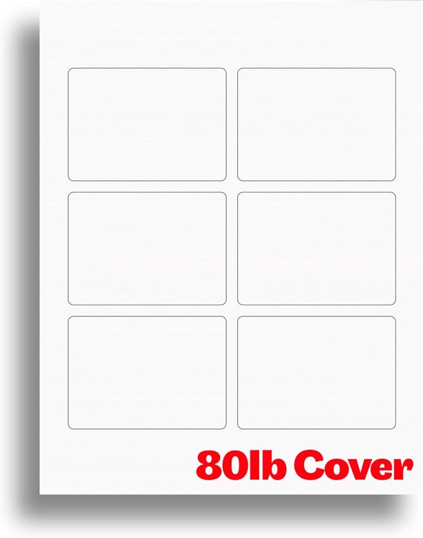 Linen Textured Printable Playing Card Paper - Blank Playing Cards for Inkjet & Laser Printers - Heavyweight 80lb Cover Linen Cardstock - 20 Sheets / 120 Blank Playing Cards