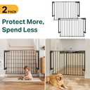 Cumbor 2 Pack 29.2-43" No Bottom Bar Baby Gate for Stairs, 2-in-1 Auto Close Dog Gate Indoor, Hardware Mounted Pet Gate for Doorways with Large Walk Thru Door, Child-Proof Safety Gate for Kids (Black)