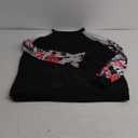 Floral Tops for Women Patchwork Long Sleeve Ribbed Blouses Crewneck Striped Crochet Print Shirts Lace Knit Sweaters (X-Large, Black)