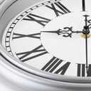 Plumeet Extra Large Retro Wall Clock, 16'' Non Ticking Classic Silent Vintage Wall Clocks Decorative Kitchen Living Room Bedroom, Roman Numerals, Battery Operated, Silver