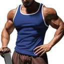 Men's Gym Workout Tank Tops - Soft Lightweight Sleeveless Muscle Shirts for Beach & Athletic Wear (Blue, XXL)