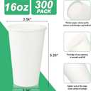 RAZCC 16 oz Paper Cups, 300 Pack 16oz Disposable Paper Coffee Cups, Coffee Cups 16 oz for Cold and Hot Drinks, White Paper Drinking Cups for Parties, Picnic, Cafes, Bistros and Events