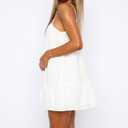 Babydoll Dress for Women Spaghetti Strap Swing Dresses Sleeveless Short Flowy Dress Summer Loose Sundress (White)