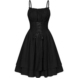 Summer Fairy Dress Sleeveless A Line Mini Dresses Teens Coquette Dress Black, L