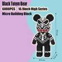 PIANTION Animal Black Totem Bear Micro Building Blocks Set (6000PCS XQ022) 16.9 In High Series, Gifts Suitable for Adults