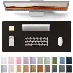 YSAGi Leather Office Desk Pad Protector, Large Mouse Pad, Non-Slip, PU Leather, Laptop Desk Blotter, Waterproof Writing Pad for Office and Home, Black, 23.6" x 13.8"