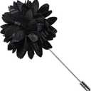 GUSLESON 3.15"8cm Mens Floral Tie and Lapel Pin Necktie Hankerchief Cufflinks Set for Men (Black)